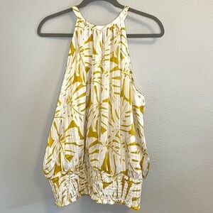 Joie Yellow and White Leaf Print Blouse